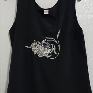 Black Floral Embroidered Women's Top